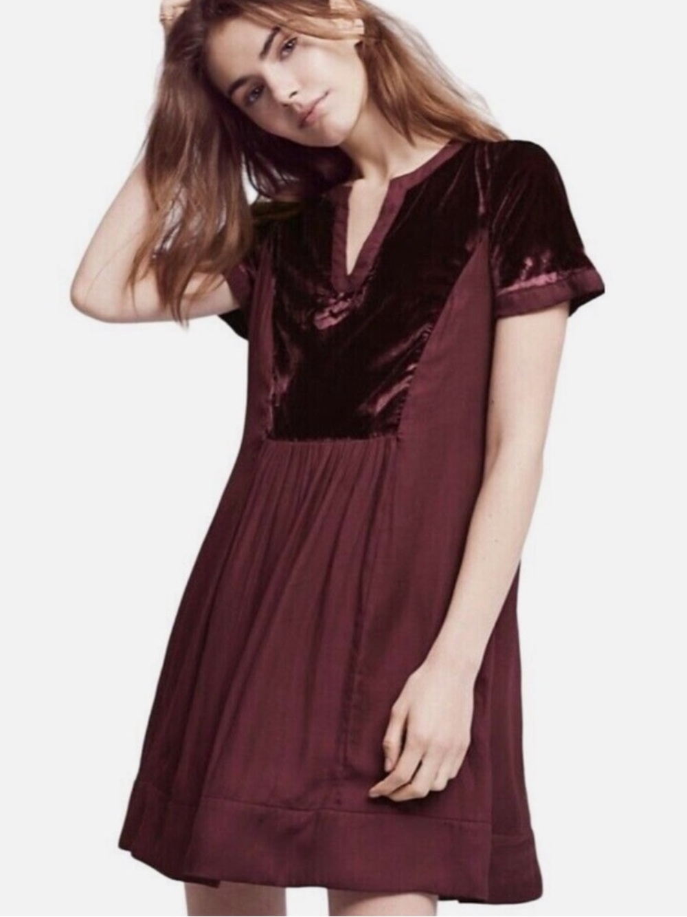 Anthropologie Maeve Ingrid Velvet Mini Dress